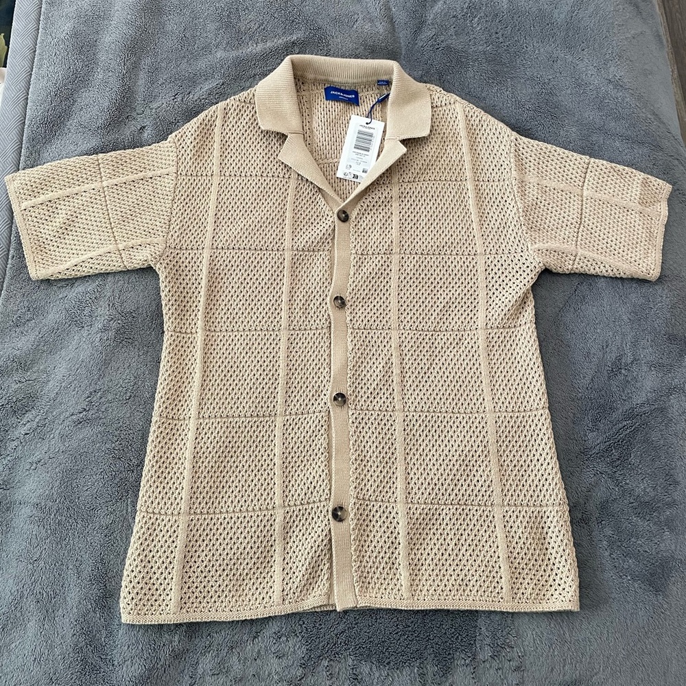 SOLD on Depop- Jack & Jones Originals short sleeve open knit sweater